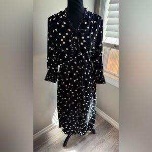 Oasis Black Polka Dot Midi Dress‎